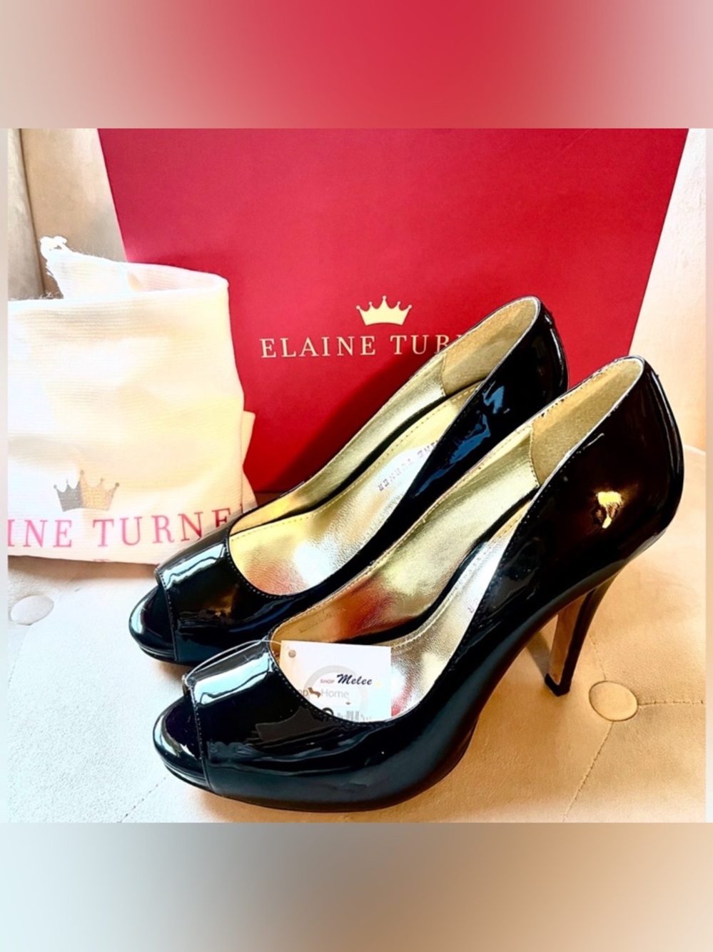 Elaine Turner NEW "Gloria" patent leather peep toe Pumps NWT